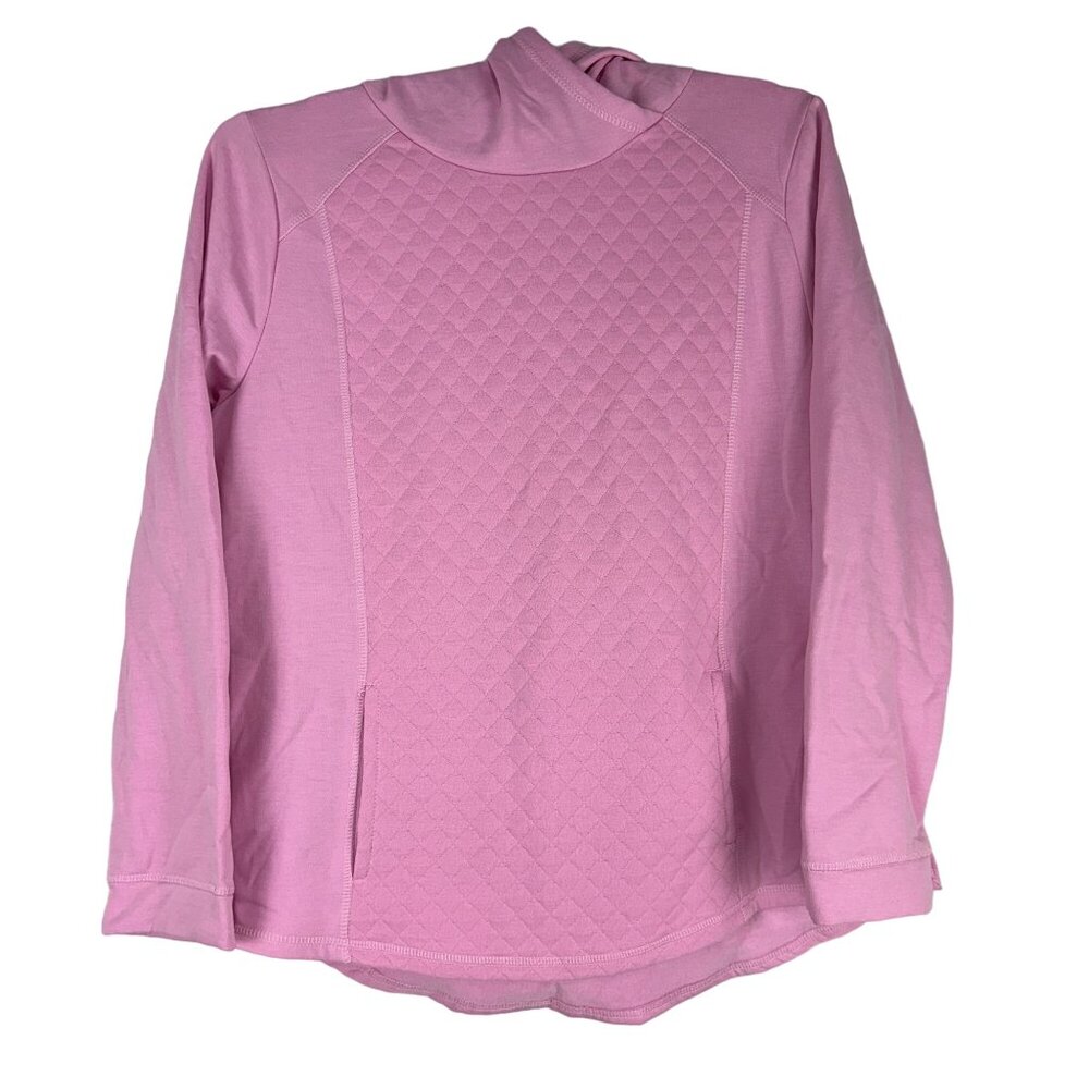 St Johns Bay Womens Quilted Panel Long Sleeve Pullover Hoodie Large Pink